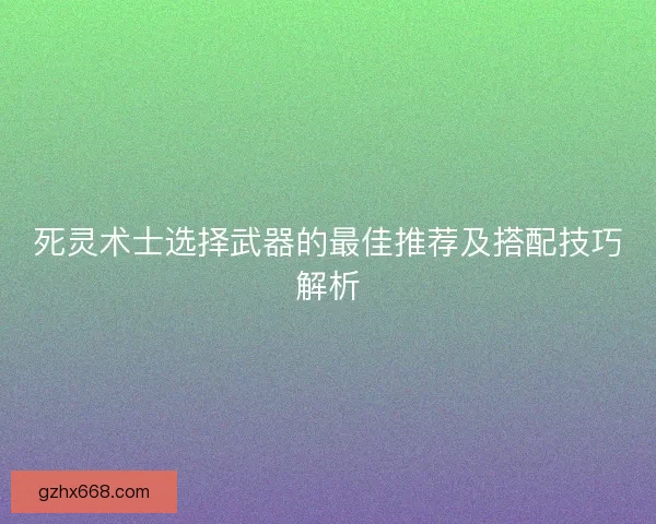 死灵术士选择武器的最佳推荐及搭配技巧解析